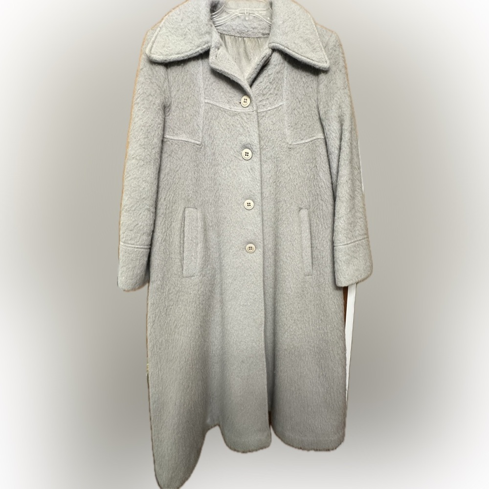 Vintage 70s Light Periwinkle/Grey Bouclè
Wool Flared Coat